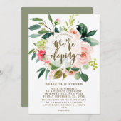 ピンクの赤面エレガントフローラ我々は走っている 招待状 (正面/裏面)