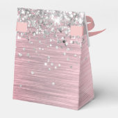 ピンクの赤面エレガントロータスフラワーグリッタリー誕生日 フェイバーボックス (裏面サイド)