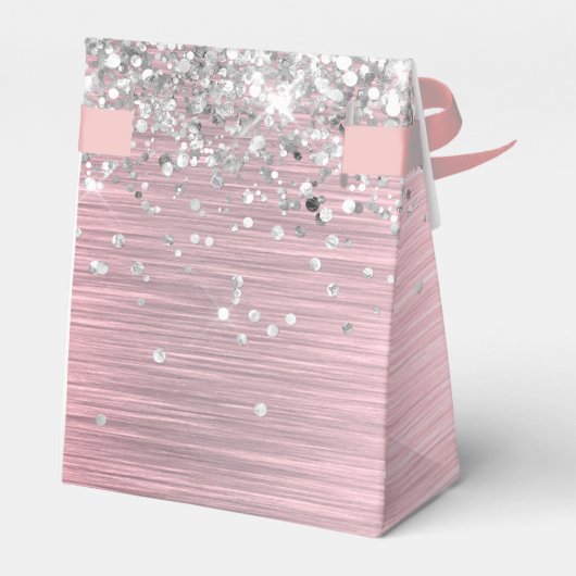 ピンクの赤面エレガントロータスフラワーグリッタリー誕生日 フェイバーボックス (裏面サイド)