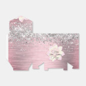 ピンクの赤面エレガントロータスフラワーグリッタリー誕生日 フェイバーボックス (折り畳みなし)