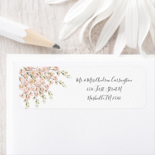 ピンクの赤面エレガントワイルドフラワーズ結婚フローラ ラベル (インサイチュ)