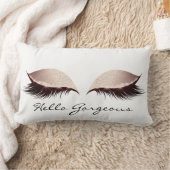 ピンクの赤面ガーリーメイクアップまぶしハローゴス ランバークッション (ブランケット)