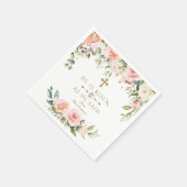 ピンクの赤面クリーム花彼は復活金ゴールドイースター スタンダードカクテルナプキン (角)