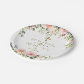 ピンクの赤面クリーム花彼は復活金ゴールドイースター ペーパープレート (アングル)