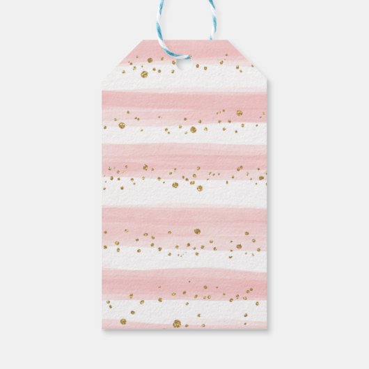 ピンクの赤面ジャングルサファリガールベビーシャワーの好意 ギフトタグ (裏面)