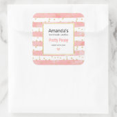 ピンクの赤面ストライプ数 |金ゴールドフェイク紙吹雪キャンドルビジネス スクエアシール (バッグ)