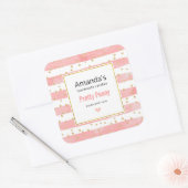 ピンクの赤面ストライプ数 |金ゴールドフェイク紙吹雪キャンドルビジネス スクエアシール (封筒)