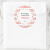 ピンクの赤面ストライプ数 |金ゴールドフェイク紙吹雪キャンドル ラウンドシール (バッグ)