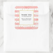 ピンクの赤面ストライプ数 |金ゴールドフェイク紙吹雪パーティー スクエアシール (バッグ)