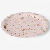 ピンクの赤面テラッツォと金ゴールド銅の斑点 ペーパープレート (アングル)