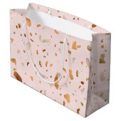 ピンクの赤面テラッツォと金ゴールド銅の斑点 ラージペーパーバッグ (裏面アングル)