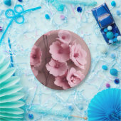 ピンクの赤面バラ審美的フローラルパターン ペーパープレート (パーティー)