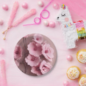 ピンクの赤面バラ審美的フローラルパターン ペーパープレート (パーティー)