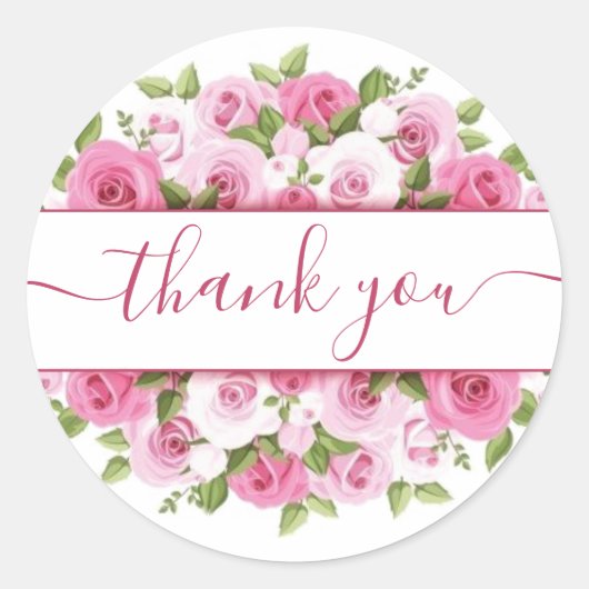 ピンクの赤面バラ感謝していは、クラシックラウンドのシール ラウンドシール (正面)