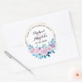 ピンクの赤面フローラありがとうステッカーラベルの好意 ラウンドシール (封筒)