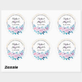 ピンクの赤面フローラありがとうステッカーラベルの好意 ラウンドシール (シート)