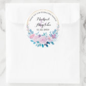 ピンクの赤面フローラありがとうステッカーラベルの好意 ラウンドシール (バッグ)