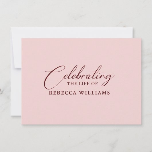 ピンクの赤面フローラお祝い 招待状 (裏面)