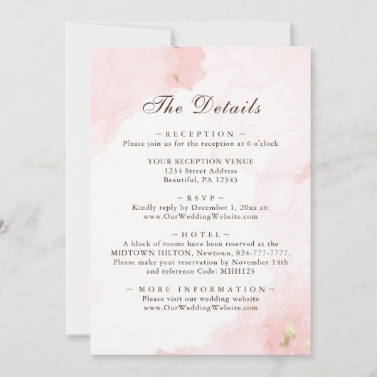 ピンクの赤面フローラすべて一つのクリスチャン結婚ズの 招待状 (裏面)