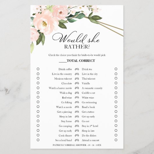 ピンクの赤面フローラは彼女はむしろゲームフライヤーだろう チラシ