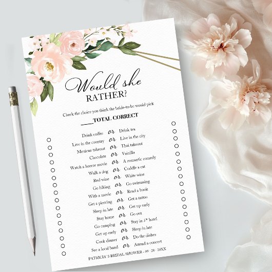 ピンクの赤面フローラは彼女はむしろゲームフライヤーだろう チラシ