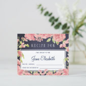 ピンクの赤面フローラネイビー花嫁はレシピカード (スタンド正面)