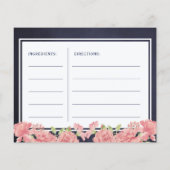 ピンクの赤面フローラネイビー花嫁はレシピカード (裏面)