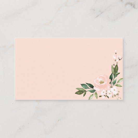 ピンクの赤面フローラ幾何学的ウェディングRSVPカード エンクロージャーカード (裏面)
