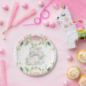 ピンクの赤面フローラ眠っている象の赤ちゃんシャワー ペーパープレート (パーティー)