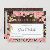 ピンクの赤面フローラ素朴な花嫁はレシピカード (正面/裏面)