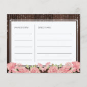 ピンクの赤面フローラ素朴な花嫁はレシピカード (裏面)