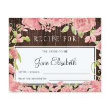 ピンクの赤面フローラ素朴な花嫁はレシピカード