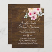 ピンクの赤面フローラ緑の結婚式は予算を招く (正面/裏面)