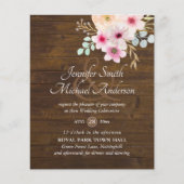 ピンクの赤面フローラ緑の結婚式は予算を招く (正面)