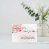 ピンクの赤面フローラ赤ちゃんシャワー予約リクエスト エンクロージャーカード (スタンド正面)