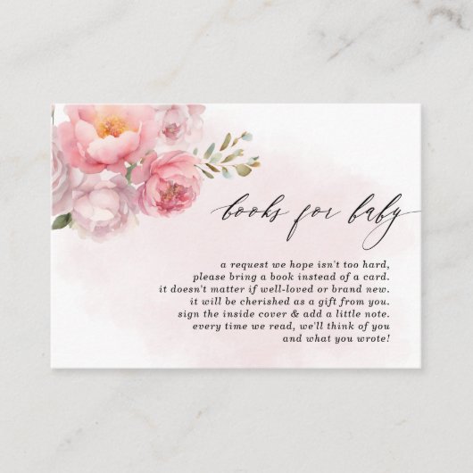 ピンクの赤面フローラ赤ちゃんシャワー予約リクエスト エンクロージャーカード (正面)