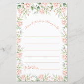 ピンクの赤面フローラ赤ちゃんシャワー希望アドバイスゲーム (正面)