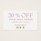 ピンクの赤面感謝していアゲート割引カード (裏面)