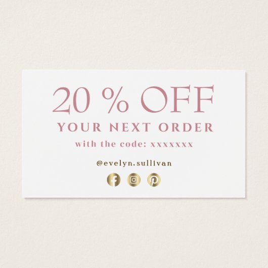 ピンクの赤面感謝していアゲート割引カード (裏面)