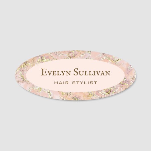 ピンクの赤面流体の大理石名タグ 名札 (正面)
