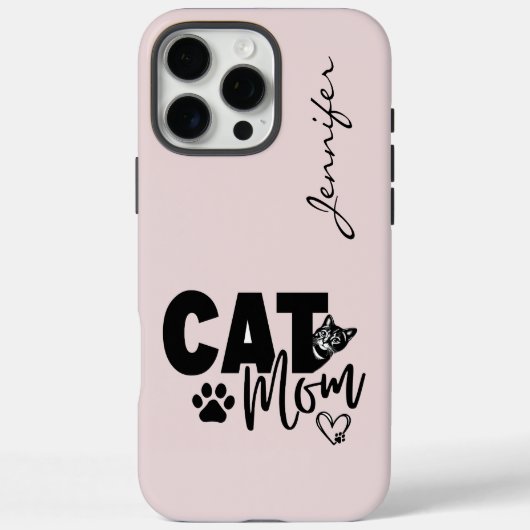 ピンクの赤面猫ママiPhone Case-Mate iPhoneケース (裏面)