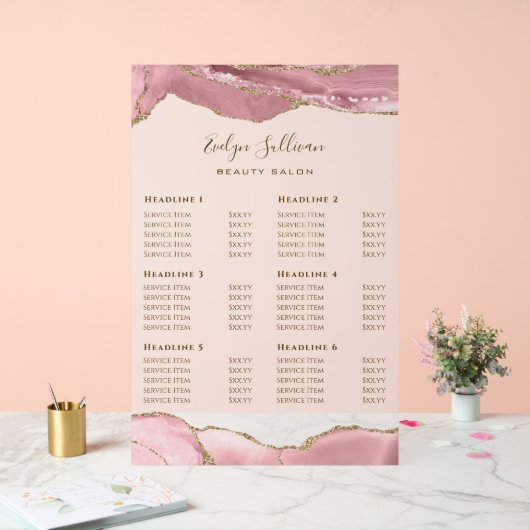 ピンクの赤面瑪瑙の価格表 アクリルサイン (ウェディング)