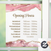 ピンクの赤面瑪瑙の開館時間ウィンドウにしがみつく ウィンドウサイン (ホーム)