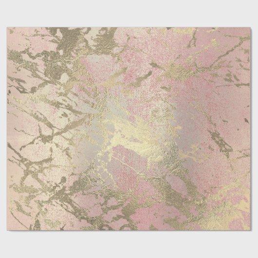 ピンクの赤面絵画ズフォキエ金ゴールド大理石光沢のあるガラス ラッピングペーパー (フラット)