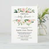 ピンクの赤面花バーチャルベビーシャワーbyメール 招待状 (スタンド正面)