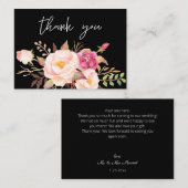 ピンクの赤面開花フローラ – オールブラックスモールサンキュー ノートカード (正面/裏面)