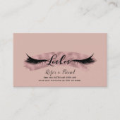 ピンクの赤面&バラ金ゴールドまつげ友人を参照 紹介カード (正面)