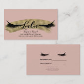 ピンクの赤面&光沢のある金ゴールドまつげ友人を参照 紹介カード (正面/裏面)