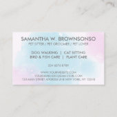 ピンクの赤面 青い犬 猫 スパ ペットグルーマー 名刺 (裏面)