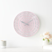 ピンクの赤面Vipの灰色の銀製のダイヤモンドの無限円 ラージ壁時計 (ホーム)